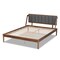 Baxton Studio Helsa Mid-Century Modern Dark Grey Fabric and Walnut Finished Full Size Platform Bed 175-10908-Zoro - alternate 2